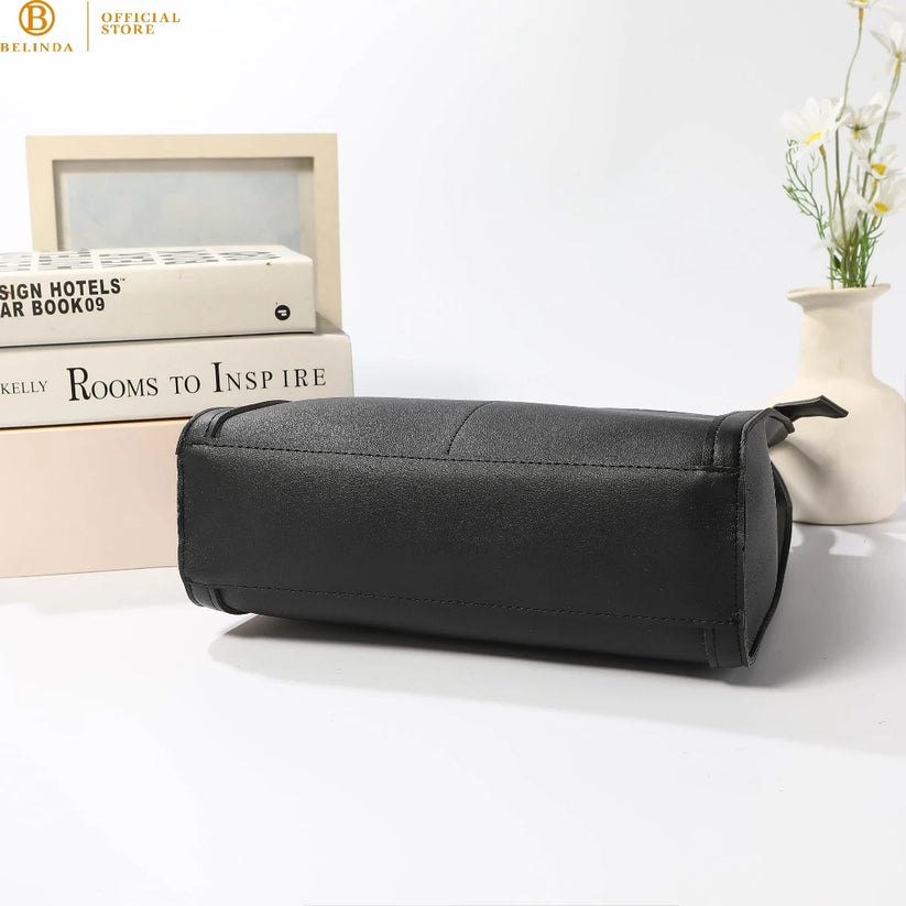 Two Front Pocket Leather Tote Bag