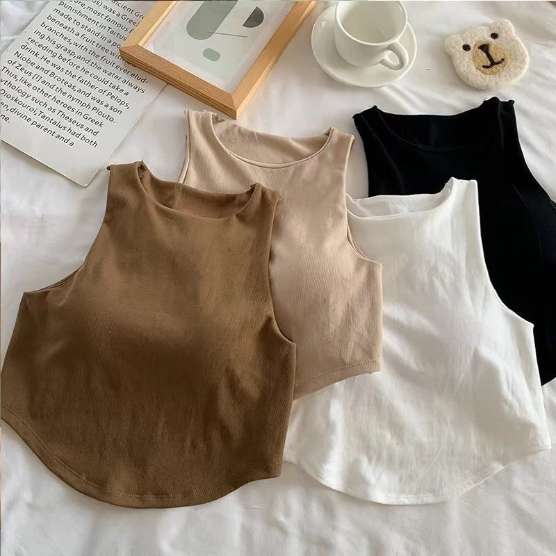 Seamless Padded Double Lining Crop Vest