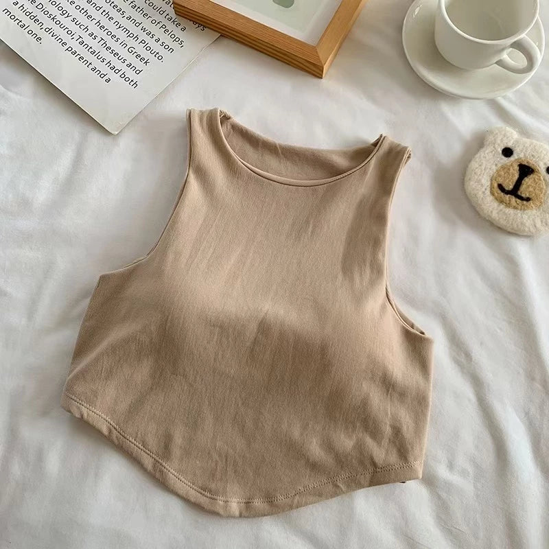 Seamless Padded Double Lining Crop Vest
