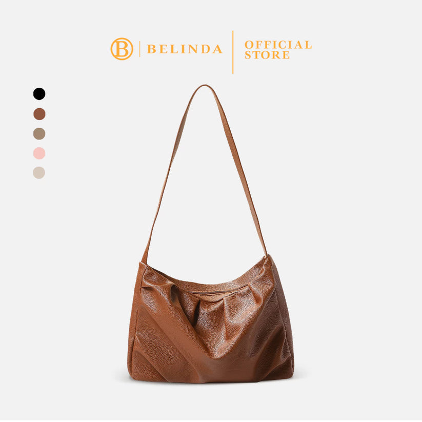 Japanese Soft Leather Pleated Shoulder Bag