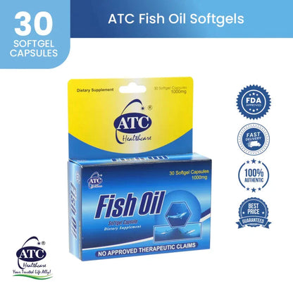 ATC Healthcare Fish Oil Omega 3 1000mg x 30 Softgel Supplement For Adult