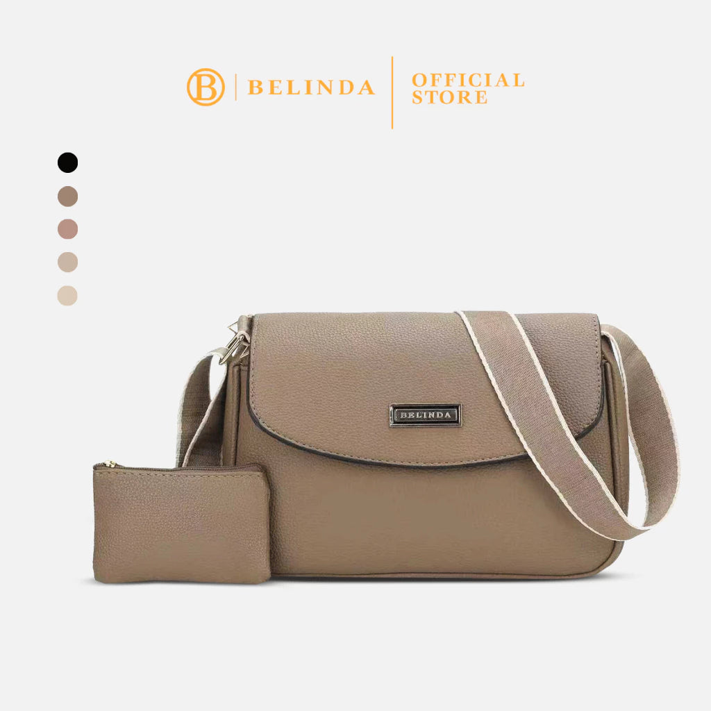 2-in-1 Wide Strap Leather Sling Bag with Wallet