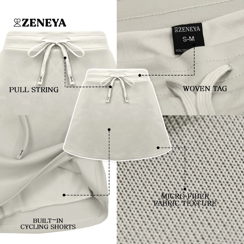 Women Drawstring Plain Neoprene Skort
