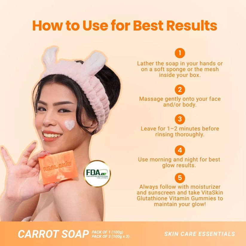 REAL SKIN Whitening and Moisturizing Carrot Soap