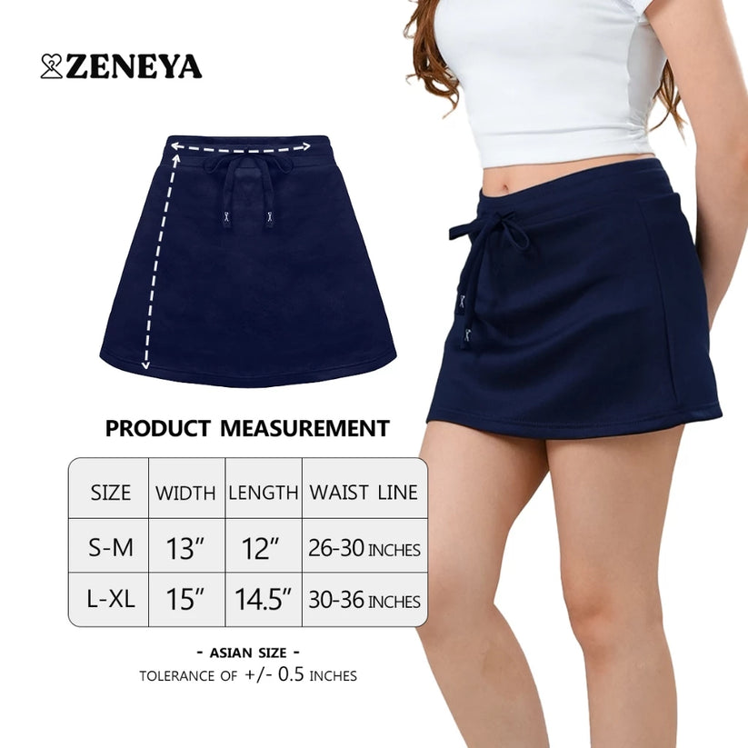 Women Drawstring Plain Neoprene Skort