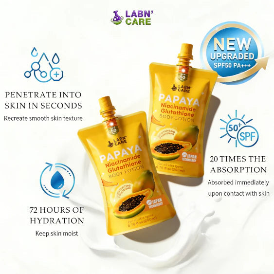 LABN' CARE Papaya Niacinamide Glutathione Body Lotion SPF 50 PA+++