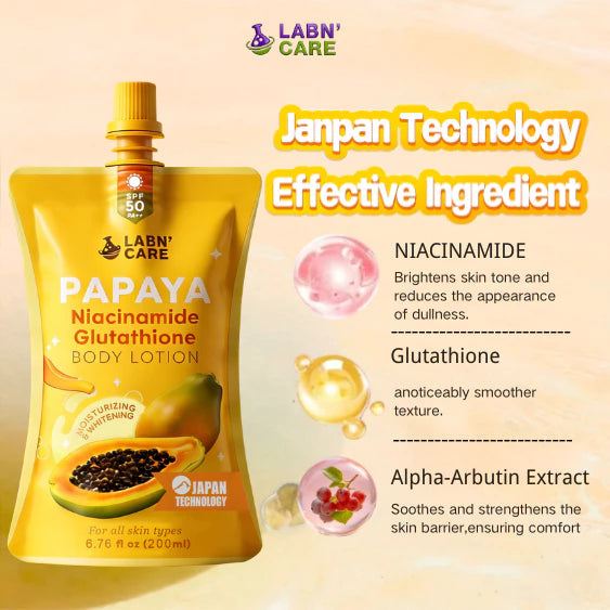 LABN' CARE Papaya Niacinamide Glutathione Body Lotion SPF 50 PA+++