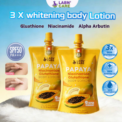 LABN' CARE Papaya Niacinamide Glutathione Body Lotion SPF 50 PA+++