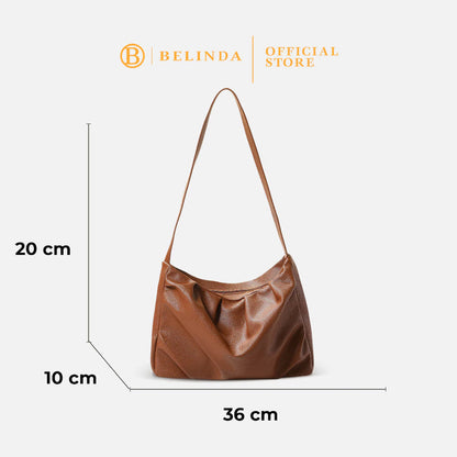 Japanese Soft Leather Pleated Shoulder Bag