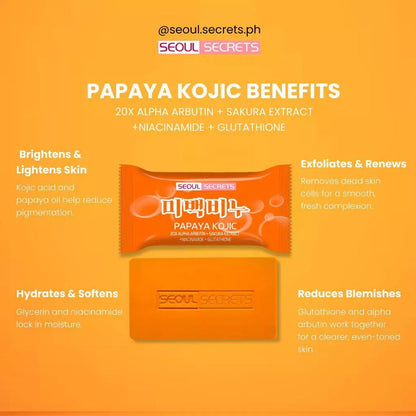 SEOUL SECRET Papaya Kojic 20X Whitening Soap