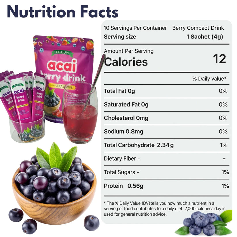 FITGUM Acai Berry Drink with Chia Seeds