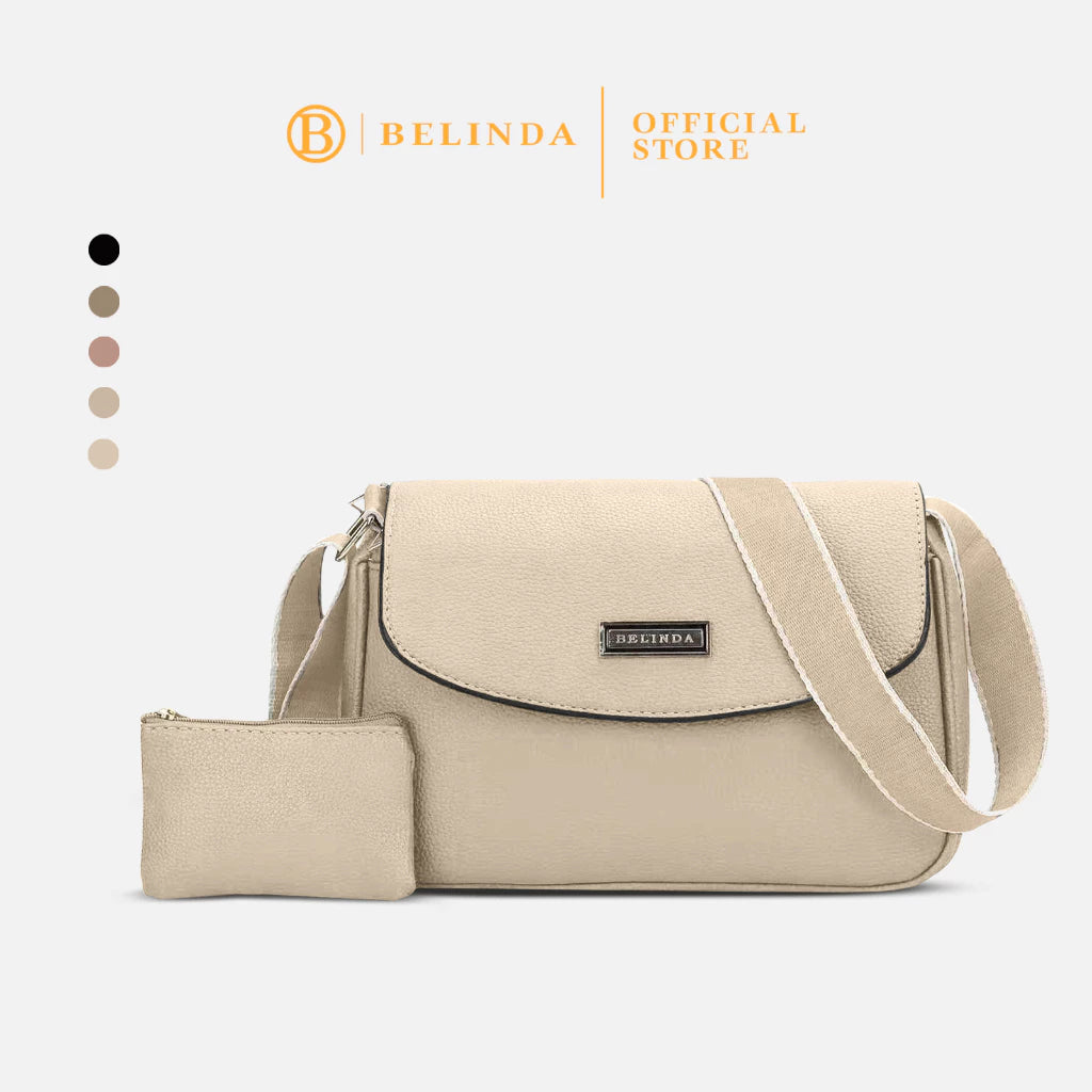 2-in-1 Wide Strap Leather Sling Bag with Wallet