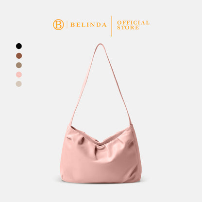 Japanese Soft Leather Pleated Shoulder Bag