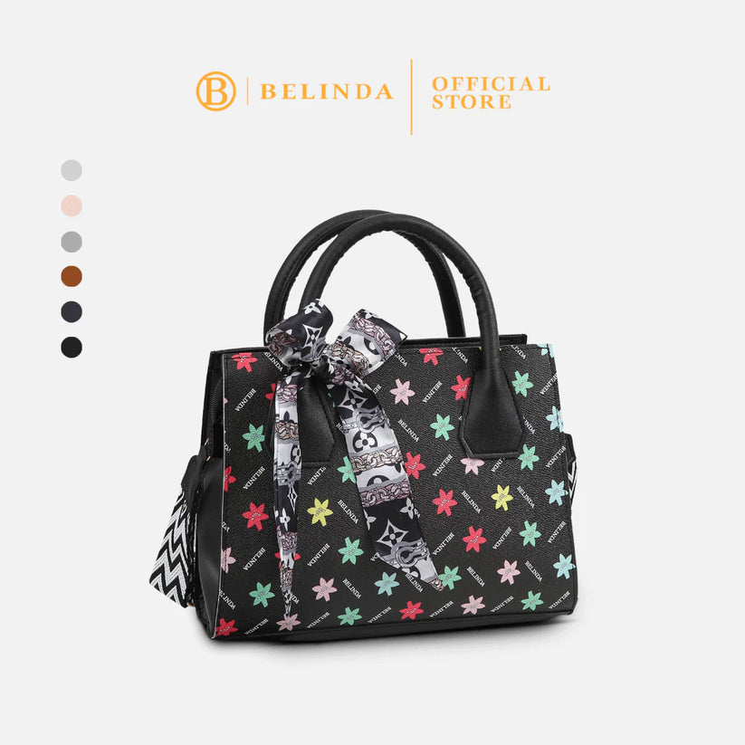 Square Leather Flower Wear a Scarf High-End Shoulder Sling Bag