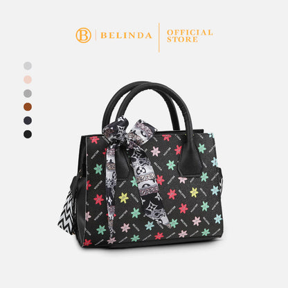 Square Leather Flower Wear a Scarf High-End Shoulder Sling Bag