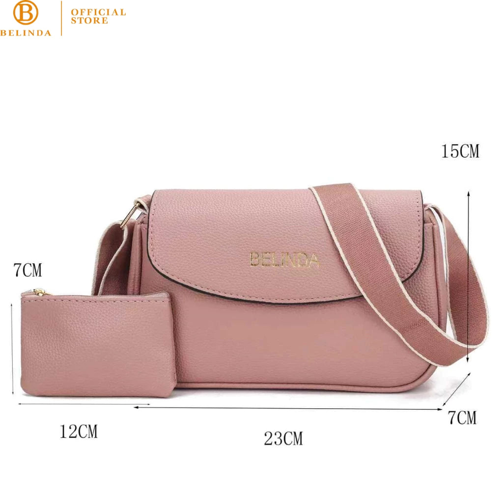 2-in-1 Wide Strap Leather Sling Bag with Wallet (Ver.2)