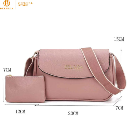 2-in-1 Wide Strap Leather Sling Bag with Wallet (Ver.2)