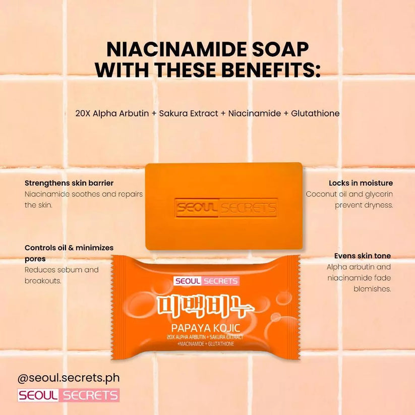 SEOUL SECRET Papaya Kojic 20X Whitening Soap