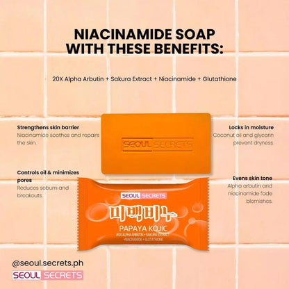 SEOUL SECRET Papaya Kojic 20X Whitening Soap