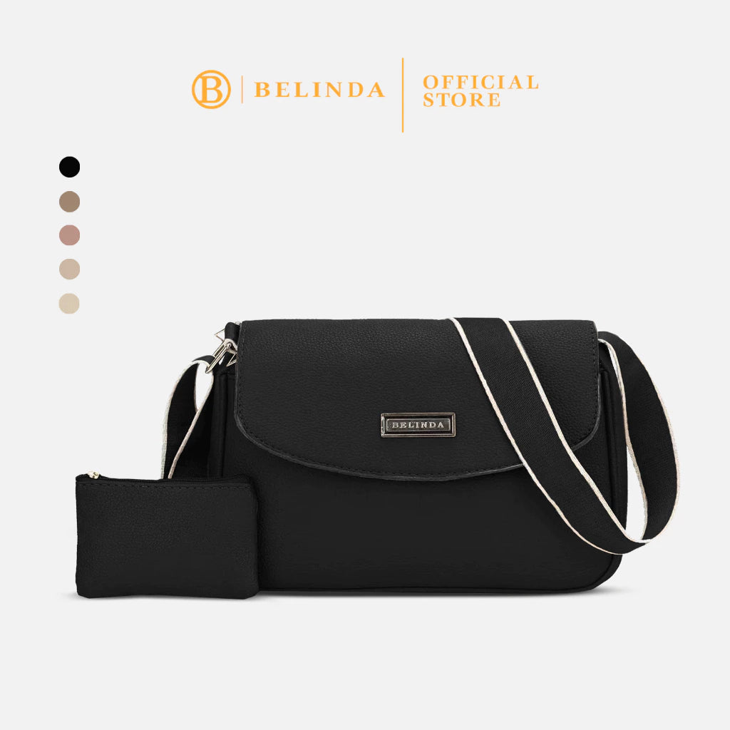 2-in-1 Wide Strap Leather Sling Bag with Wallet