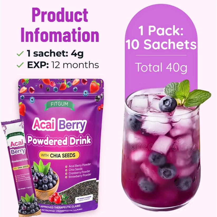 FITGUM Acai Berry Drink with Chia Seeds