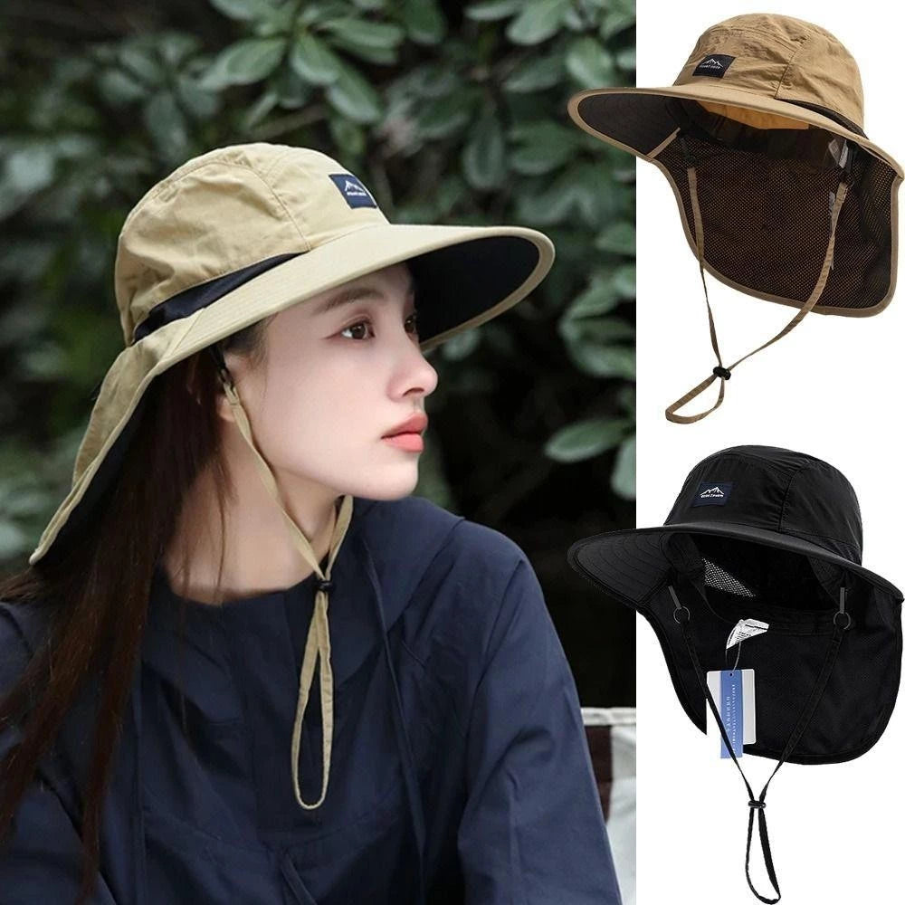 Polyester Wide Brim Sun Hat with Neck Flap