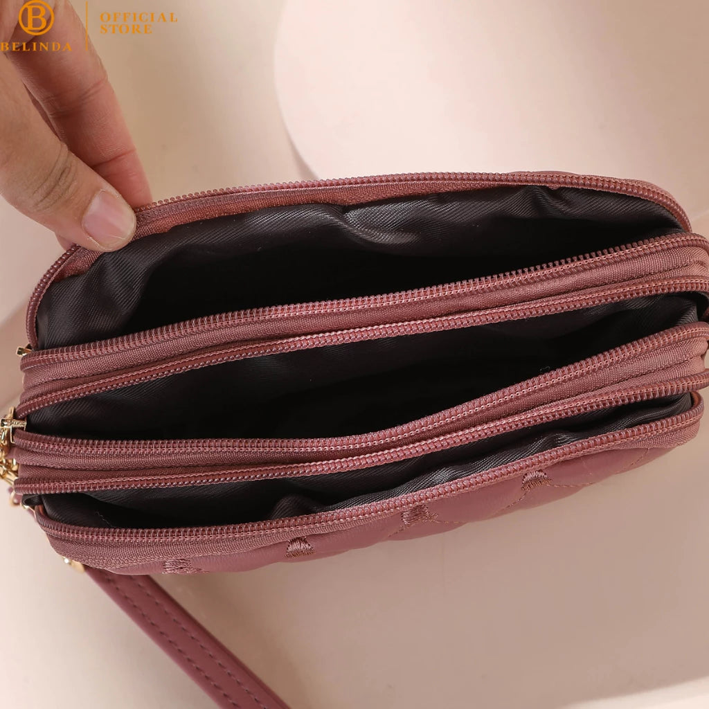 Three-layer Zipper Fashion Sling Bag