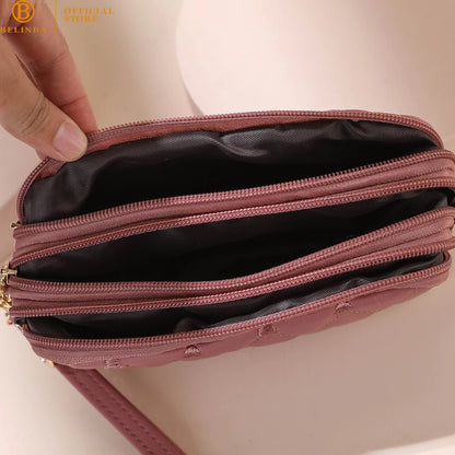 Three-layer Zipper Fashion Sling Bag