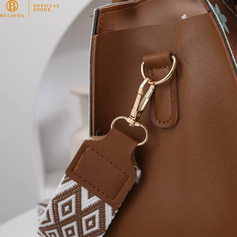 Square Leather Flower Wear a Scarf High-End Shoulder Sling Bag