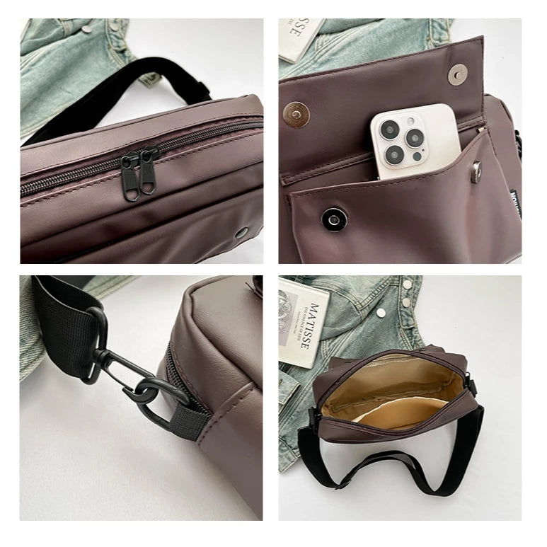 Versatile Sleek & Modern Effortless Casual Messenger Bag w/ Adjustable Strap Front Pocket
