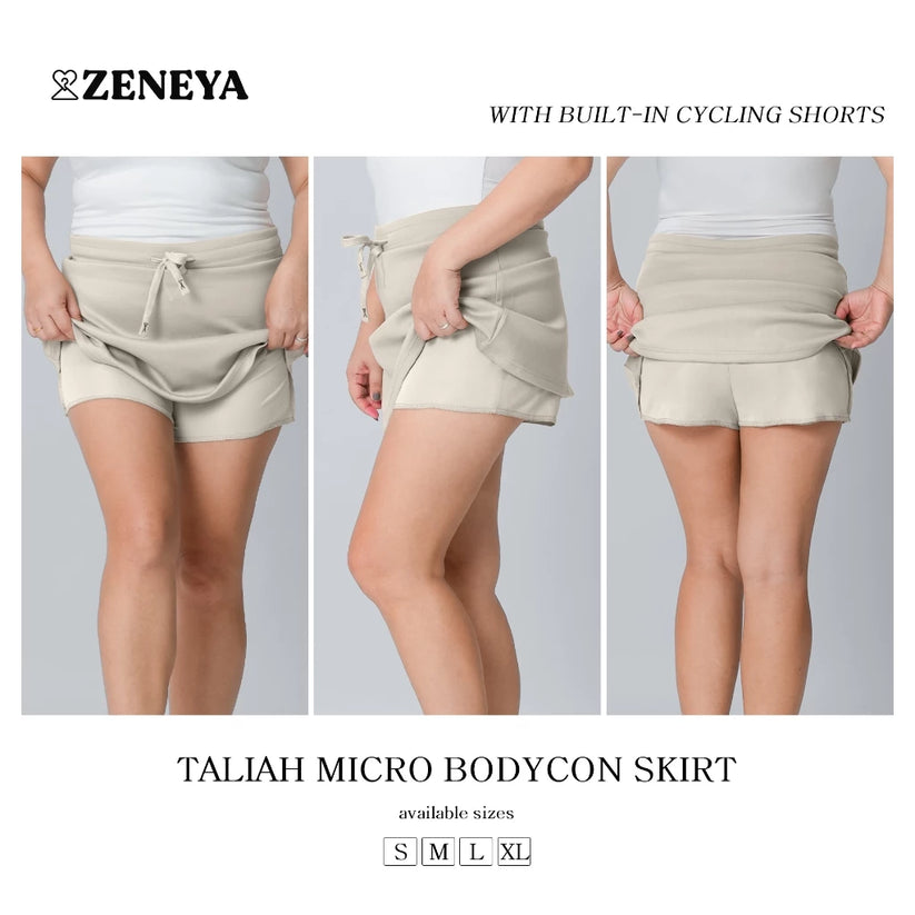 Women Drawstring Plain Neoprene Skort