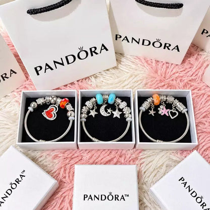Pandora Inspired Silver & Gold Plated Charm Bracelet