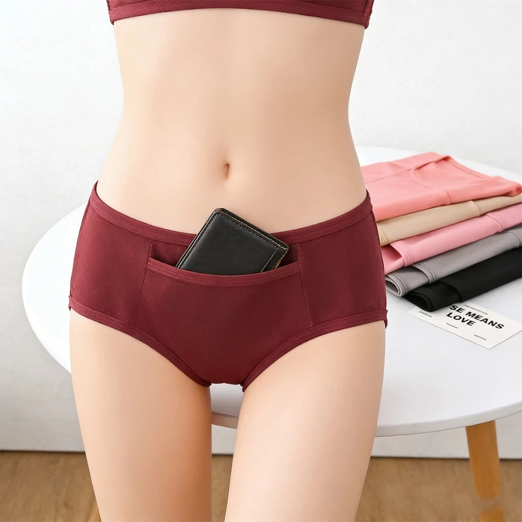 6pcs Set Mid-Waist Breathable Women's Underwear with Secret Pocket