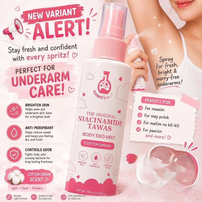 Formulove Niacinamide Tawas Body Deo Mist | Cotton Dream Scent 100ml