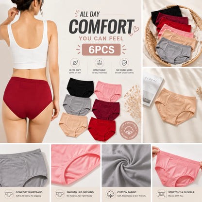 6pcs Set Mid-Waist Breathable Women's Underwear with Secret Pocket