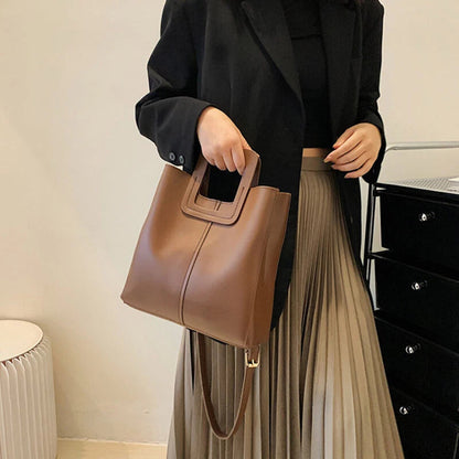 Square Handle Bucket Bag