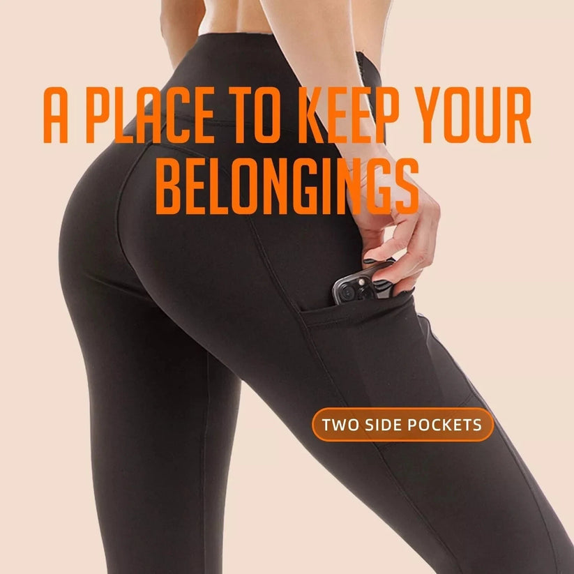 High Waist Fitness Sports Leggings with Side Pockets