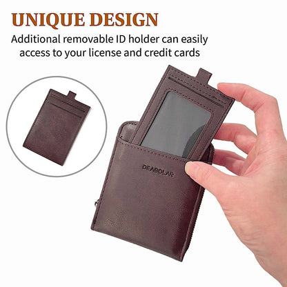 Men's Leather Bifold Zipper Around Wallet