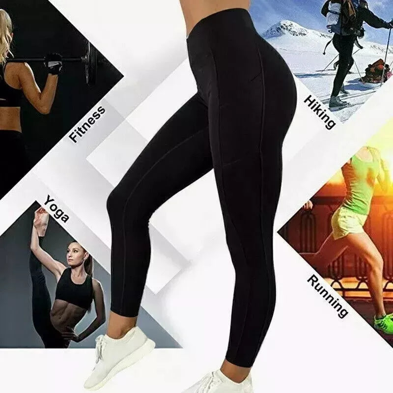 High Waist Fitness Sports Leggings with Side Pockets