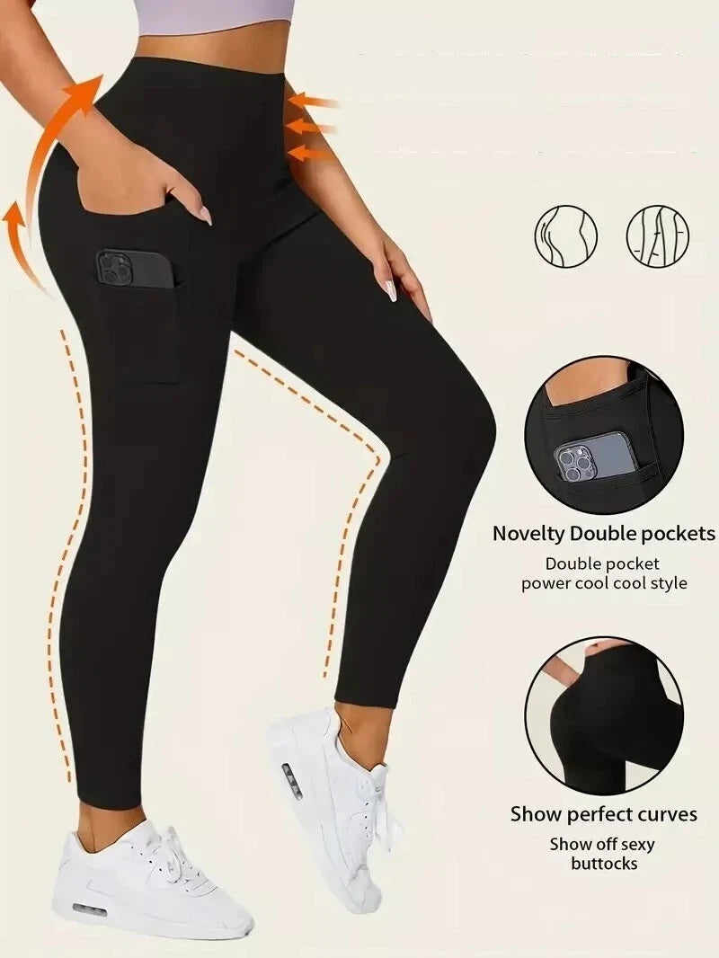 High Waist Fitness Sports Leggings with Side Pockets