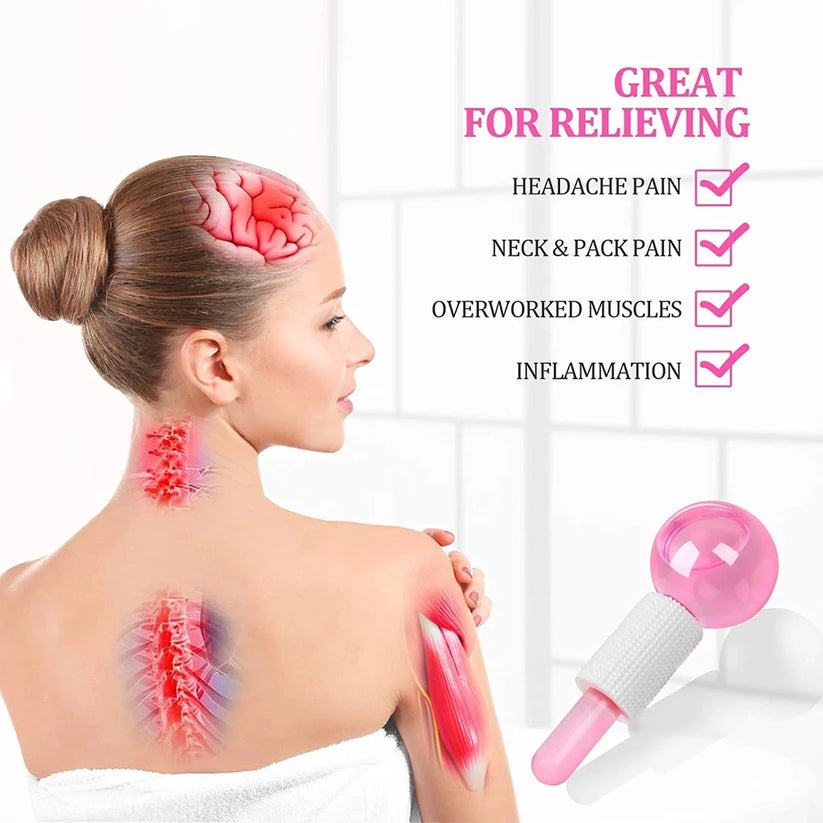 Facial Crystal Ice Hockey Roller Massager - 2pcs/Box