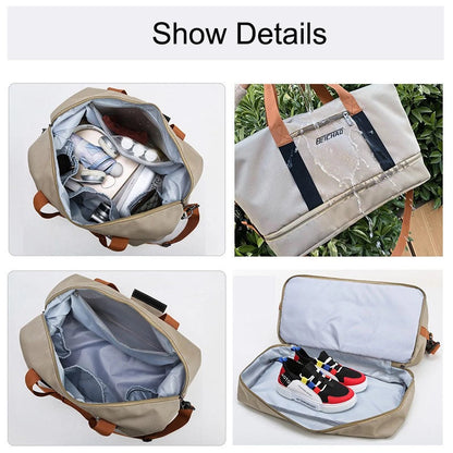 Large Capacity Travel Duffle Bag with Shoe Compartment