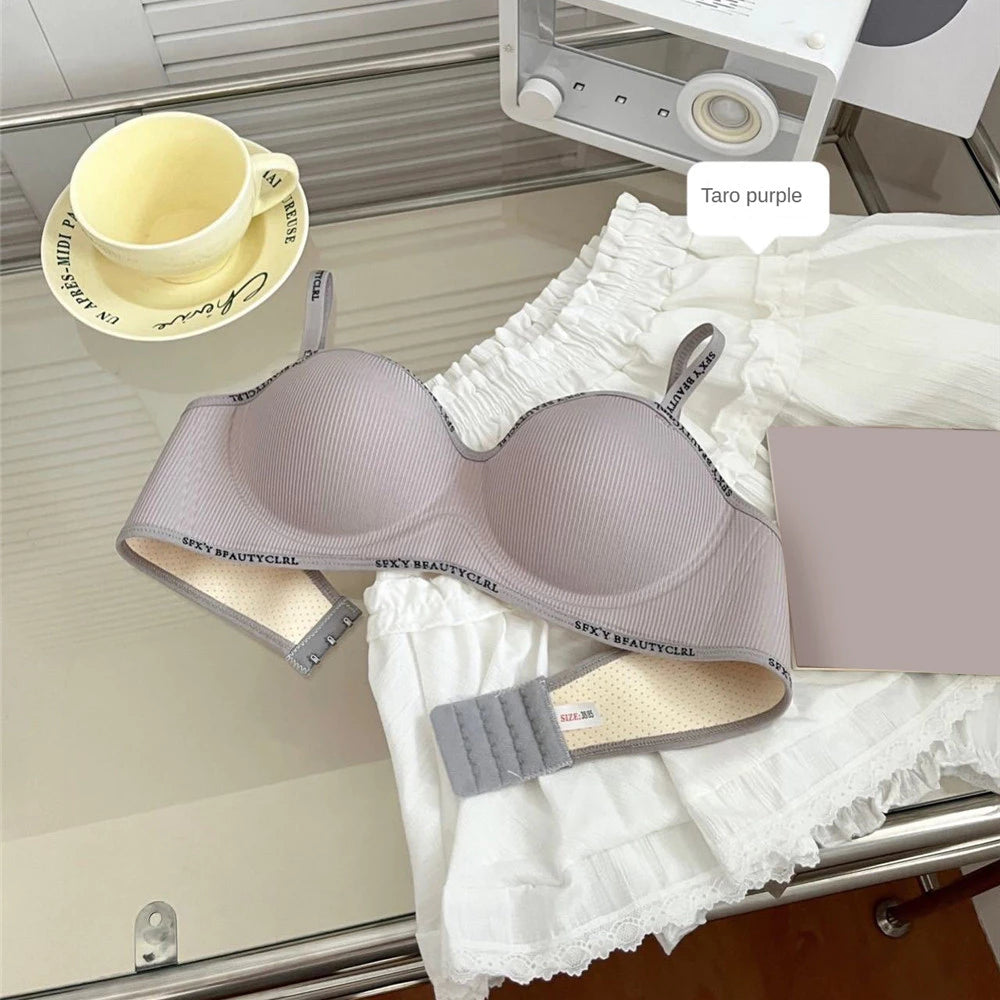 Non Wire Breathable Push Up Bra with Removable Strap