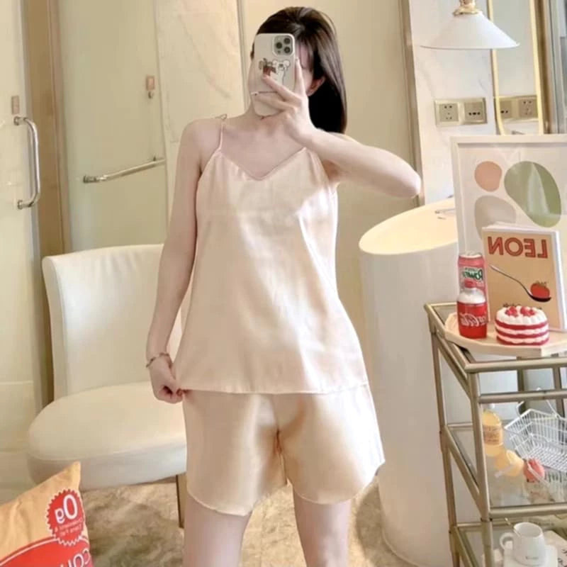 Silk Satin Sleeveless Terno Sleepwear – Sleep in Comfort, Wake Up in Style
