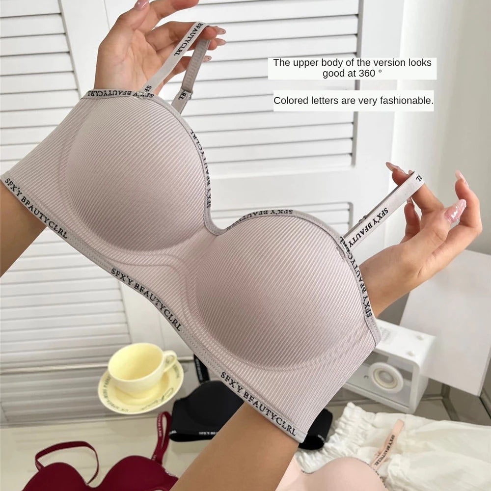 Non Wire Breathable Push Up Bra with Removable Strap