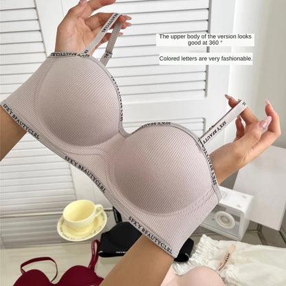 Non Wire Breathable Push Up Bra with Removable Strap