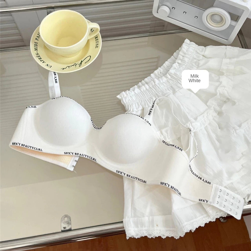 Non Wire Breathable Push Up Bra with Removable Strap