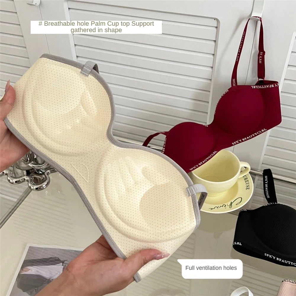 Non Wire Breathable Push Up Bra with Removable Strap