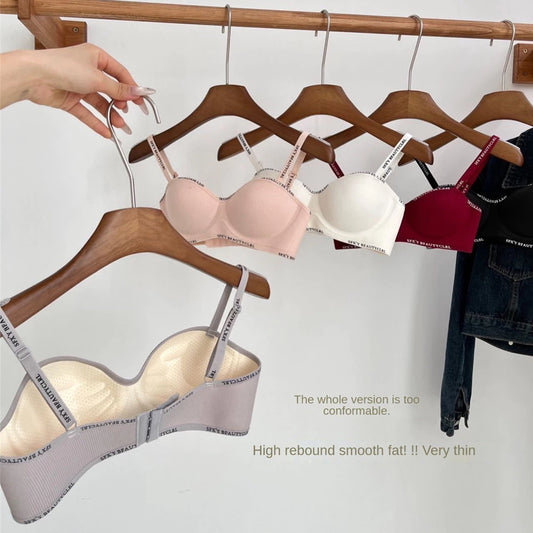 Non Wire Breathable Push Up Bra with Removable Strap