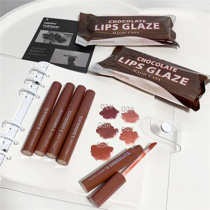 MAGIC CASA 5PCS Chocolate Matte Lip Glaze Set